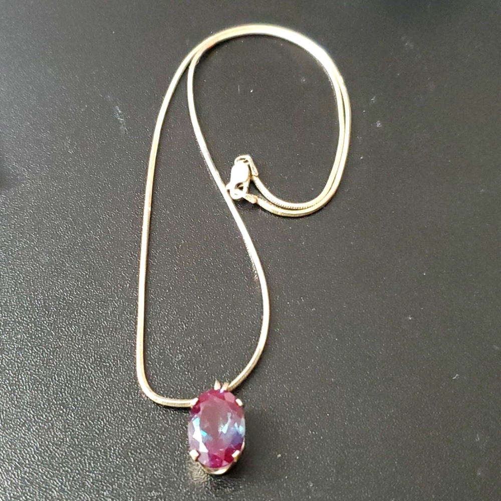 Sterling Silver 925 Mystic Tourmaline Pendant Necklace